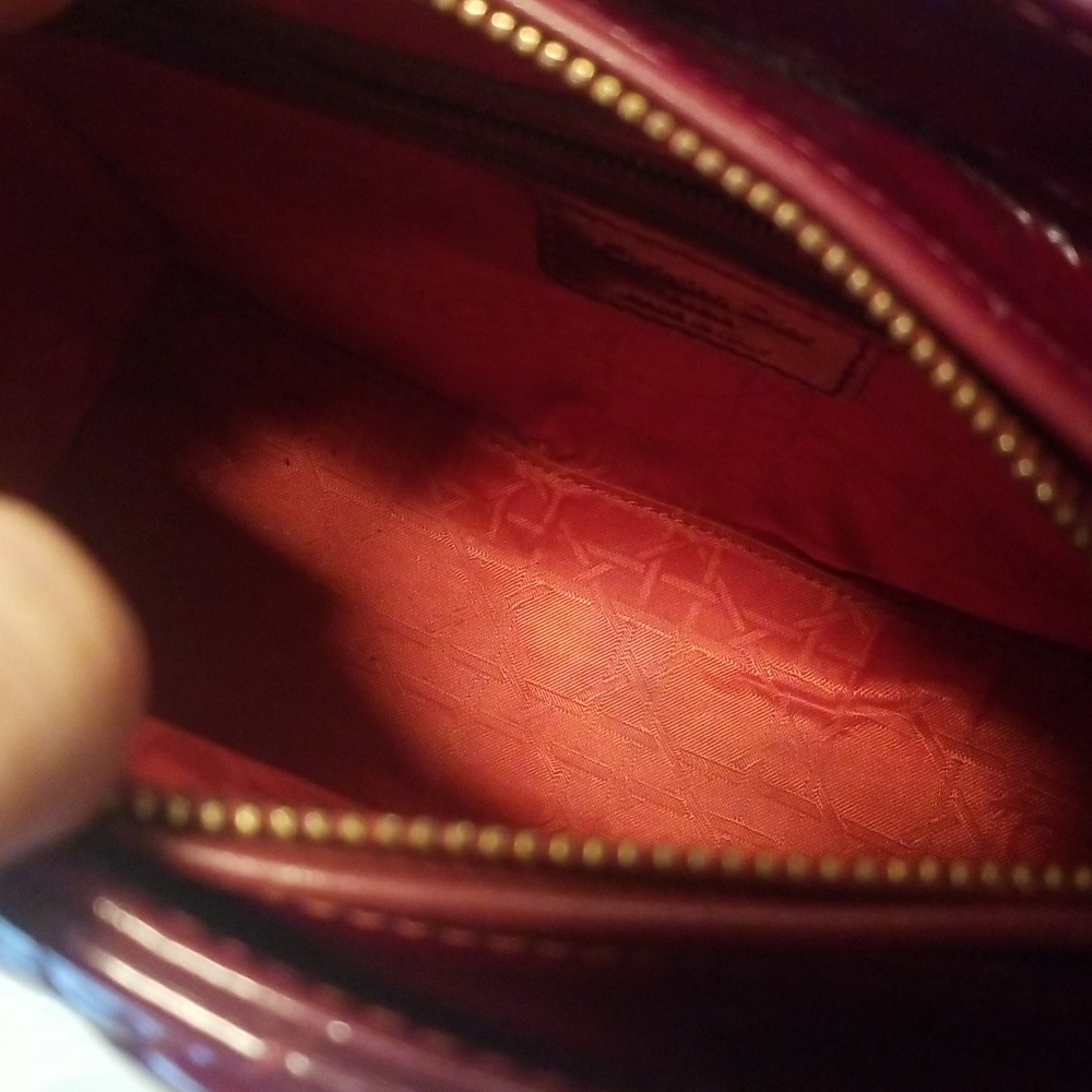 Lady Dior Christian Dior Medium Cannage Red Patent Quilted Leather Handbag - Picture 15 of 16